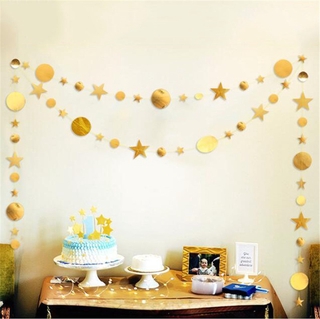 Guirnaldas de papel estrella de 4 m de oro plateado guirnaldas redondas para pantalla de boda fiesta de cumpleaños (7)