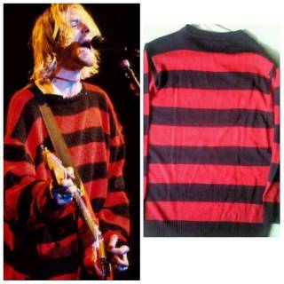 Réplica Kurt Cobain negro rojo prendas de punto suéter de calidad gruesa y fresca de algodón calidad