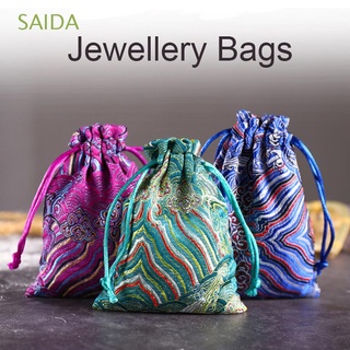 SAIDA Candy Storage Bag Mini Jewelry Packaging Bag Pouch Tie Gift Party Wedding Embroidered Drawstring Satin/Multicolor