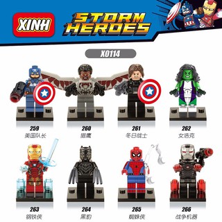 X0114 Xinhong Minifigura Superhéroe Capitán América 3 Guerra Civil Panther Spiderman Ant-Man Falcon Assembly Bloques de construcción