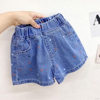 Verano de las niñas de estilo coreano estilo occidental color punto pantalones cortos de mezclilla todo-partido pantalones delgados azul