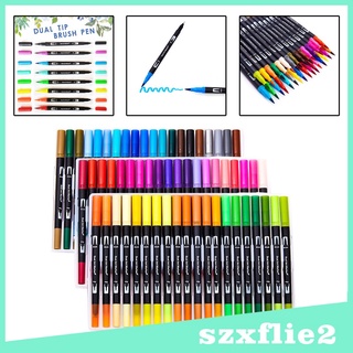 60/100 Colors Dual Tip Brush Pen Water Based Watercolor Paint Markers for Manga Hand Lettering Painting Writing Art
