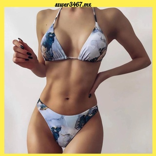 (szwer3467.mx) bikini de mujer sexy de pecho alto contraste degradado split bikini conjunto de una pieza traje de baño