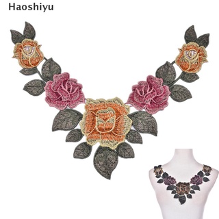 haoshiyu 1pc bordado floral encaje escote cuello cuello recorte ropa costura parche b mx