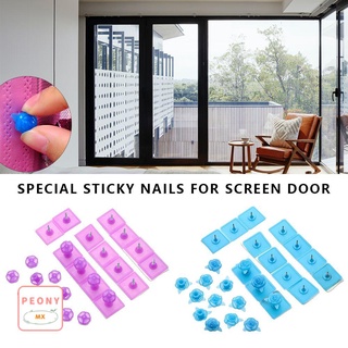 PEONY 14pcs/bag Flexible Screen Door Sticky Buckle Convenient Adhesive Window Curtain Fixed Tools New Useful Safe Mosquito-proof Fastener Sticky Hook/Multicolor
