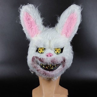 kaifu cómoda mascarada protección unisex halloween decoración conejito protección cosplay props fiesta carnaval conejo lobos sangre media cara disfraz suministros de fiesta (8)