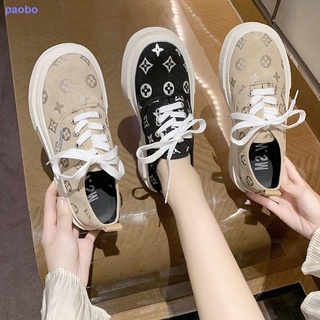 Peas shoes women 2021 latest spring print loafers flat-heel platform platform lace-up canvas sneakers