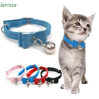 larissa collar de terciopelo ajustable con campana pajarita collar mascota perro gato cachorro correa de cuello/multicolor