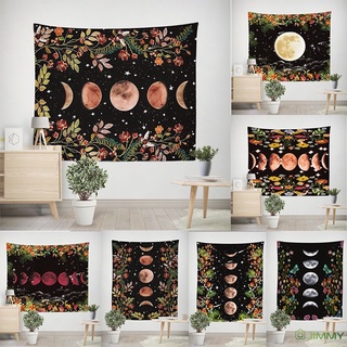 Tapiz de fase lunar para colgar en la pared botánico Celestial Floral tapiz de pared Hippie flor alfombras de pared dormitorio decoración estrellada SkyCarpet