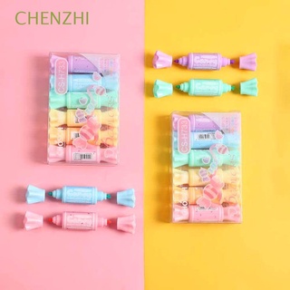 chenzhi 6pcs 6 unids/set iluminador color caramelo pluma fluorecente marcador marca resaltado lindo escuela oficina suministros pluma kawaii forma caramelo herramienta de escritura
