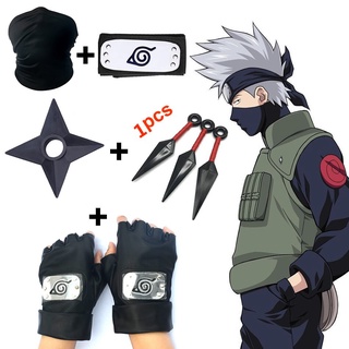 Conjunto anime naruto kakashi cosplay Accesorios hoofdband masker kunai handschoenen ninja uchiha wanten Figura De Acción pr