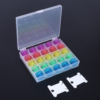 Zong 25 carretes de plástico coloridos para máquina de coser con 2 bobinas de hilo de bordado, caja de almacenamiento (5)