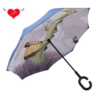 Paraguas de los niños para niñas niños paraguas inverso de los niños Anti-UV invertida niño paraguas a prueba de viento lindo Animal paraguas