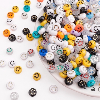 50 piezas de 10 mm acrílico sonriente plano redondo cuentas hechas a mano diy accesorios de joyería para hacer pulseras de alta calidad