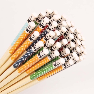 FOX12 cantina Sushi palillos restaurante vajilla bambú palillos vajilla de madera Natural Dot palillos Panda japonés herramientas de cocina/Multicolor (2)