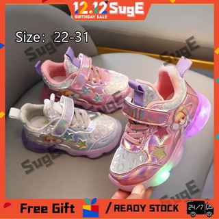 [Suge]nuevo zapatos de niña LED piruleta chica luz princesa zapatos luminosos kasut perempuan