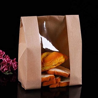 jianjian avoid aceite kraft bolsa de papel de rayas tostadas bolsa de pan 25/50pcs almacenamiento para llevar pastel bolsa de embalaje de alimentos (3)