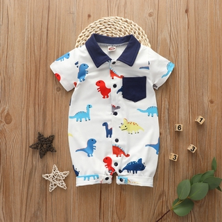 Newborn Infant Baby Boys Cartoon Dinosaur Romper Jumpsuits Outfits Clothes