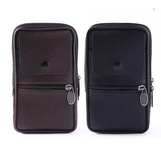 ran Outdoor Fashion Vertical PU Leather Men Waist Pack Portable Zip Coin Purse Phone Bag