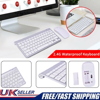 [luckyfellowbi] delgado mini teclado inalámbrico 2.4g y ratón óptico conjunto combinado para pc portátiles reino unido [caliente]