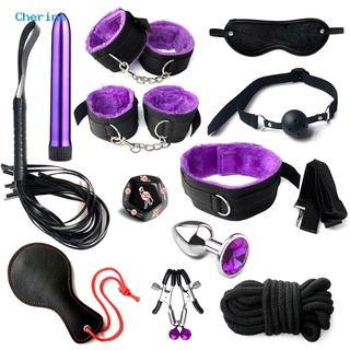 [♥CHER] 12Pcs/Set Sexual Bondage Handcuff Whip Blindfold Adult Couple Sex Toys Tools Set