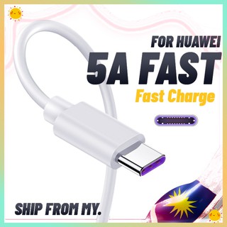 [listo Stock] 1 m Huawei Super carga rápida 5A tipo C Cable USB de datos Andriod 1M para Mate 20 P30 P20 Pro Samsung OnePlus XiaoMi
