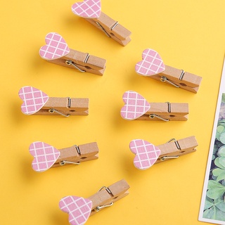10 piezas mini clip de papel de madera de amor rosa pequeño clip de decoración