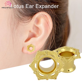 0329L Lotus Ear Expander Ear Plugs Tunnels Stretcher Gauges Tribal Body Jewelry