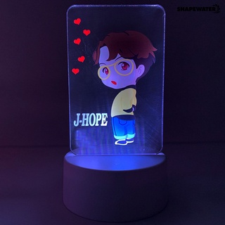 colorido kpop bts miembro de dibujos animados figura diseño de la lámpara decoración adorno luz de noche (9)