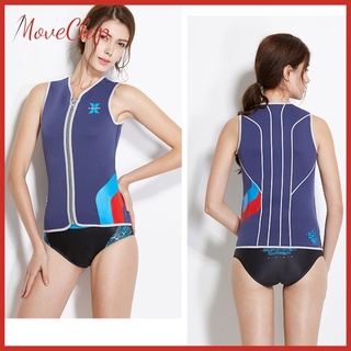 mujer's traje de neopreno premium de neopreno 3 mm sin mangas frontal cremallera Chamarra superior para buceo buceo surf natación traje de snorkel