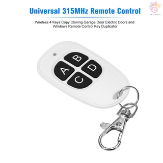 Nt Universal 315MHz Control remoto inalámbrico 4 teclas copia clonación garaje puerta Control remoto duplicador de llaves, blanco