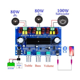 2*80w+100w bluetooth 5.0 potencia subwoofer amplificador de la junta tpa3116d2 2.1 canal tpa3116 audio estéreo ecualizador aux clase d amp