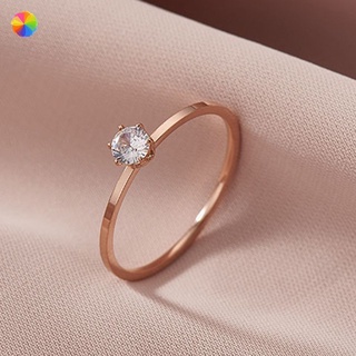Anillo de compromiso de oro inoxidable anillo de acero de titanio nuevo venta caliente muy fino anillo de diamante único anillo para las mujeres anillos de oro YKJYT