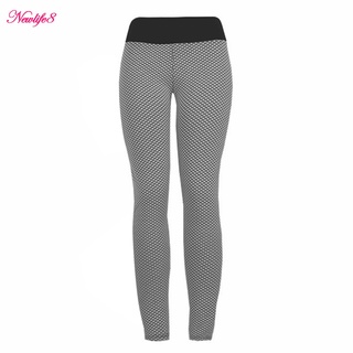 Womens Honeycomb Anti Cellulite Stretch Yoga Leggings High Waist Fitness Running Gym Sports Full Length Active Pants Bubble Textured Scrunch Ruched Butt Lift Stretch Workout Leggings Slim Gym Leggings
