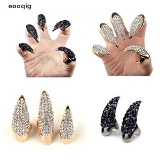 eooqig - anillos de uñas falsos para halloween, diseño punk, diseño de diamantes de imitación mx