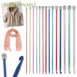 interminable 14size|2.5mm-11mm tunecino afgano aguja larga tejer ganchillo ganchos suéter bufanda de aluminio multicolor herramienta de tejido