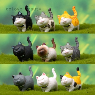 Dolove 1PC de dibujos animados lindo mascota corbata gato Shorthair gato Maine Coon PVC Anime Mini figuras paisaje decoración juguetes
