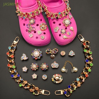 JASMINE1 Moda Encantos de zapatos brillantes Mujeres niñas Charms de zapatos de oro Decoraciones de zapatos Cadenas de encanto de zapatos para mujeres Sandalias de zapato en forma Bonito regalo Encantos de zapatos de cristal de diamantes (1)