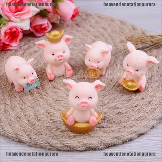 he6mx 5 unids/set lindo cerdo miniatura animal decoración de jardín diy hadas jardín decoración 210907
