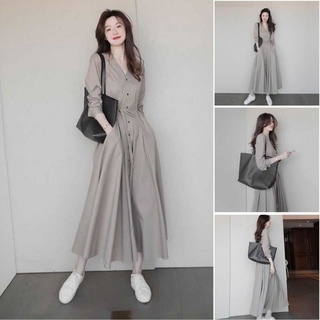 Ropa de otoño 2021nueva ropa de mujer pequeño estilo francés diseño gris vestido temperamento cintura controlada vestido largo su