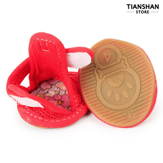 TSH_do 4Pcs zapatos de Color sólido antideslizante suela perro sandalias zapatos para exteriores (8)