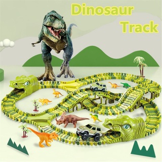 jurassic dino world dinosaurio carrera flexible pista diy racing tren juego playset coche juguete educativo niños regalo 153pcs/set