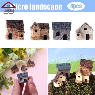 4 piezas miniatura exquisita miniatura piedra casas adornos de escritorio decoración de jardín