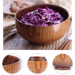 cucharas de madera cuenco conjunto, madera hecha a mano vajilla vajilla cubiertos sopa arroz cuencos servir vajilla para comer, arroz, sopa (5)