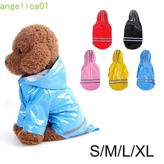ANGELICA01 S-XL Pet impermeable con capucha ropa de cachorro chaquetas para perros gatos ropa de PU reflectante al aire libre con correa agujero impermeable