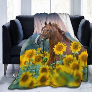 Ligera acogedora manta de cama caballo girasol grande Super suave manta de tiro de 60" x 80" manta de lana se adapta a sofá cama para niños