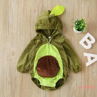 -Fashion Baby Kids Baby Warm Clothes Long Sleeve Zippered Avocado Cosplay Velvet mameluco jump Overall Outfits (1)