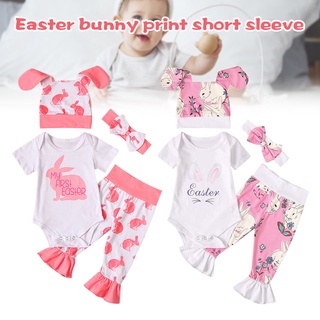 Baby Girl Easter Bunny Print Casual T Shirt Round Neck Short Sleeve Tops Summer
