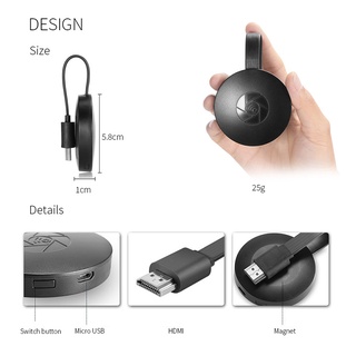 Chromecast G2 Tv Wireless Streaming Miracast Airplay Google Adapter Hdmi Display Dongle ELF (8)