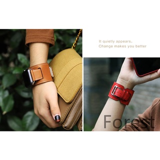 Cuff Bracelet Leather Band Strap for Apple Watch Band SE 38mm 40mm 41mm 42mm 44mm 45mm iWatch Series 1 2 3 4 5 6 7 (4)